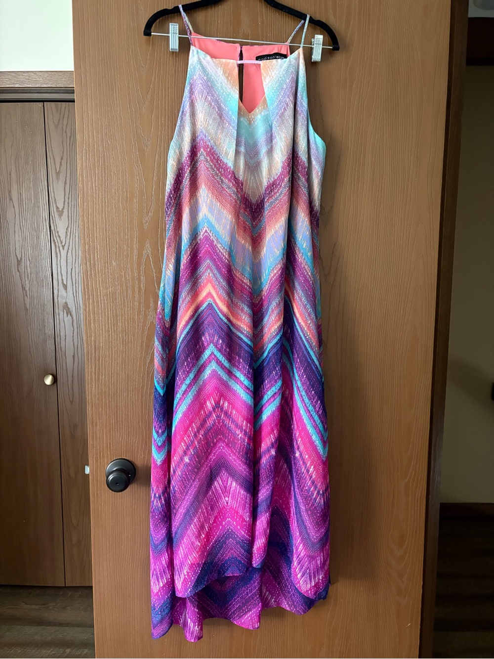 madison leigh Pink Purple Chevron Maxi Dress